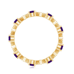 Purple Amethyst and Contemporary Diamond Eternity Ring