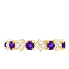 Purple Amethyst and Contemporary Diamond Eternity Ring