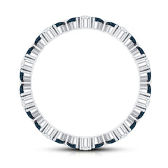 Pear Shape London Blue Topaz and Moissanite Full Eternity Band