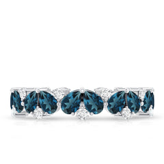 Pear Shape London Blue Topaz and Moissanite Full Eternity Band