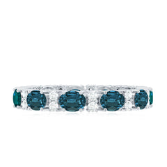 Oval Cut London Blue Topaz Full Eternity Band with Diamond