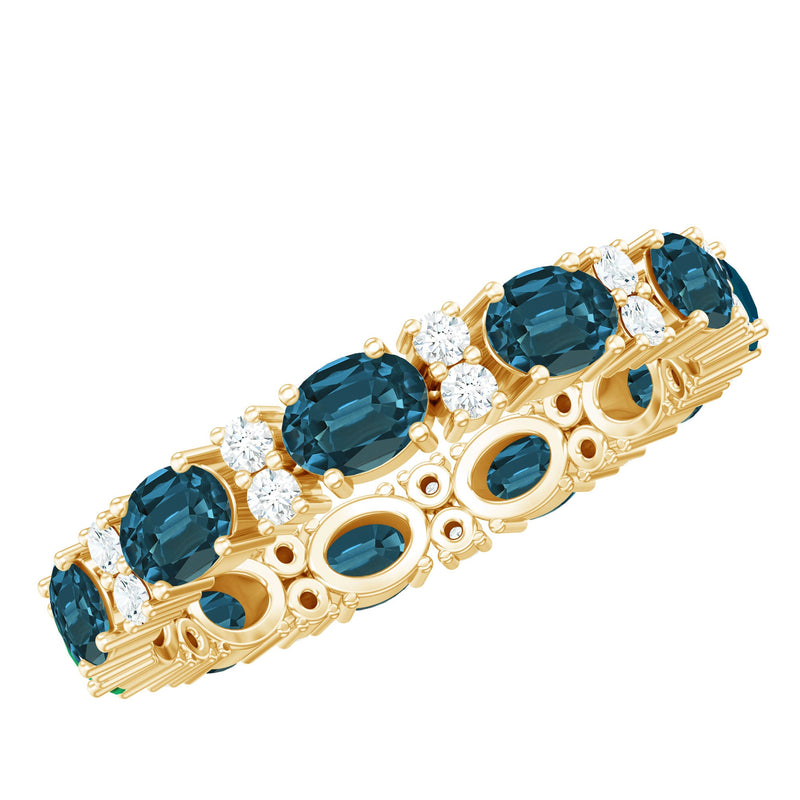 Oval Cut London Blue Topaz Full Eternity Band with Diamond