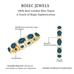 Oval Cut London Blue Topaz Full Eternity Band with Diamond
