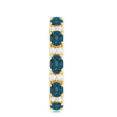 Oval Cut London Blue Topaz Full Eternity Band with Diamond