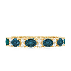 Oval Cut London Blue Topaz Full Eternity Band with Diamond