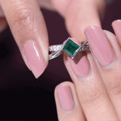 Certified Princess Cut Lab Grown Emerald Diamond Infinity Promise Ring