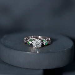 Lab Grown Diamond Engagement Ring With Emerald