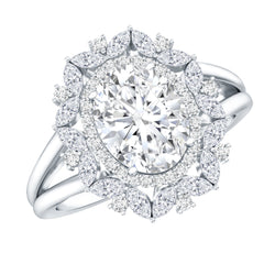 Certified Oval Cut Lab Diamond Statement Engagement Ring