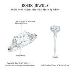 8 MM Princess Cut Moissanite Solitaire Engagement Celtic Ring