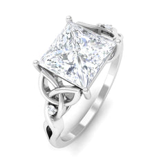8 MM Princess Cut Moissanite Solitaire Engagement Celtic Ring