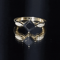 Princess Cut Lab Grown Black Diamond Solitaire Engagement Ring