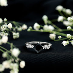 Princess Cut Lab Grown Black Diamond Solitaire Engagement Ring