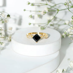 Princess Cut Lab Grown Black Diamond Solitaire Engagement Ring