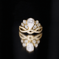 Certified Moissanite Designer Crown Engagement Ring