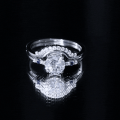 Certified 8MM Moissanite Engagement Ring With Wedding Band