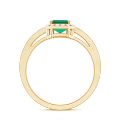 Certified Emerald Cut Lab Grown Emerald Vintage Inspired Engagement Ring with Moissanite
