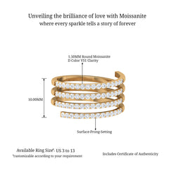 Certified Moissanite Spiral Wrap Ring