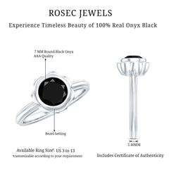 1.2 Carat Black Onyx Bezel Set Engagement Ring