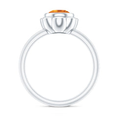 1 Carat Citrine Solitaire Engagement Ring in Bezel Setting