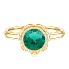 Bezel Set Lab Created Emerald Solitaire Engagement Ring