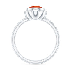 1.5 Carat Lab Grown Orange Sapphire Bezel Set Engagement Ring
