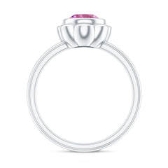 1 Carat Round Pink Tourmaline Flower Engagement Ring