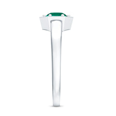 Certified 0.8 Carat Lab Created Emerald Solitaire Engagement Ring