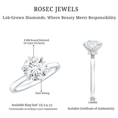 2 Carat Lab Grown Diamond Solitaire Engagement Ring with Hidden Halo