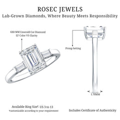 2 CT Lab Grown Diamond Emerald Cut Engagement Ring