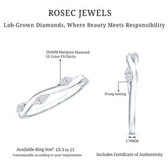 Marquise Cut Lab Grown Diamond Wedding Band