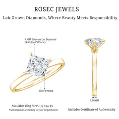 1.25 CT Princess Cut Lab Grown Diamond Solitaire Engagement Ring