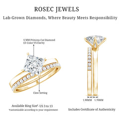 Princess Cut Lab Grown Diamond Ring With Wedding Band