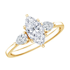 Certified Lab Grown Diamond Three Stone Engagement Ring for Women