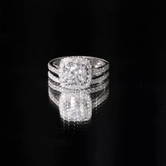 Certified 3.5 Carat Moissanite Wedding Bridal Ring Set of 2 in Silver