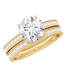 Certified 8 MM Moissanite Solitaire Wedding Ring Set