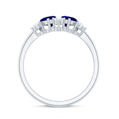 Lab Created Blue Sapphire and Diamond Cluster Ring