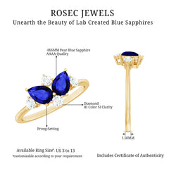 Lab Created Blue Sapphire and Diamond Cluster Ring