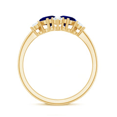 Lab Created Blue Sapphire and Diamond Cluster Ring