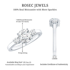 Moissanite Three Stone Round Engagement ring