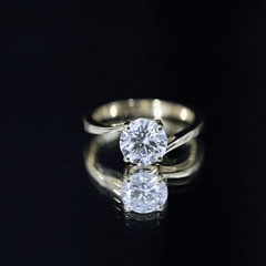 Certified Moissanite Solitaire Engagement Ring with Bypass Shank