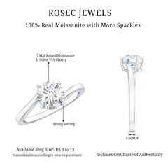 Certified Moissanite Solitaire Engagement Ring with Bypass Shank