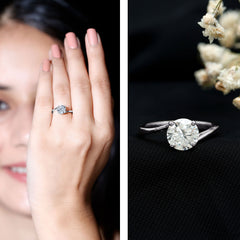 Certified Moissanite Solitaire Engagement Ring with Bypass Shank