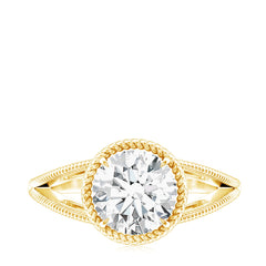 2 CT Round Cut Moissanite Solitaire Engagement Ring with Split Shank