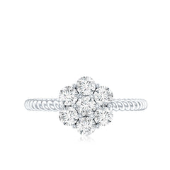 Moissanite Flower Engagement with Twisted Rope Details