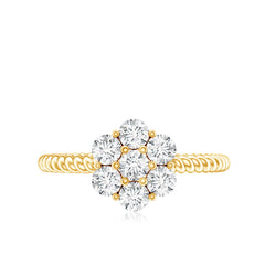 Moissanite Flower Engagement with Twisted Rope Details