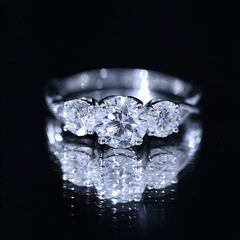 3 Stone Round Moissanite Crossover Engagement Ring