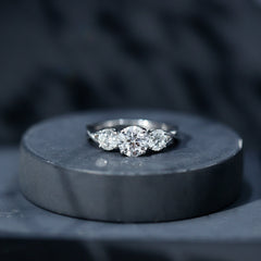 3 Stone Round Moissanite Crossover Engagement Ring