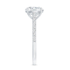 Certified Moissanite Round Cut Solitaire Ring with Side Stones