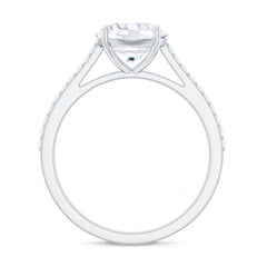 Certified Moissanite Round Cut Solitaire Ring with Side Stones