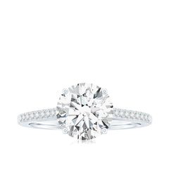 Certified Moissanite Round Cut Solitaire Ring with Side Stones
